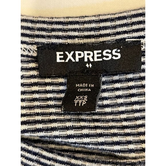 Express Womens Striped Knitted Sheath Dress Flutter Sleeve Black White Size XXS - Picture 7 of 8
